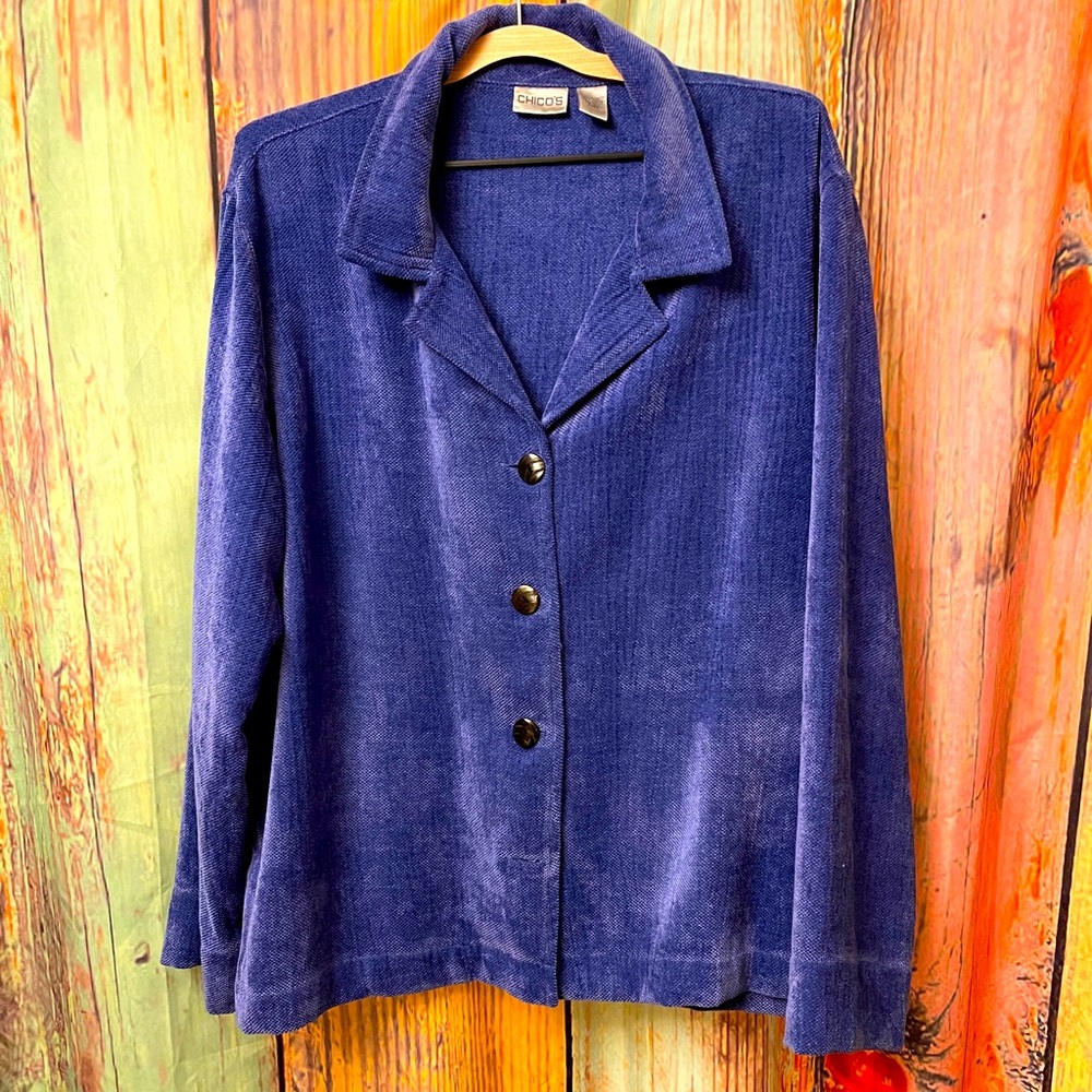 Chico’s Sz. 3 (xl) Velour Blazer